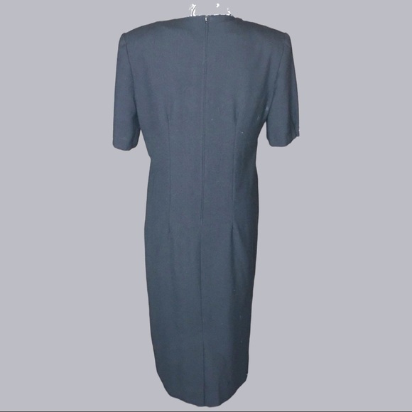 VINTAGE 60s Union Label dress sz M/L ILgwu black VTG faux wrap midi Henry Lee - Picture 8 of 11